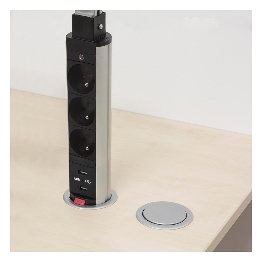 Свързващ модул с контакти за маса 2x230V + 2xUSB