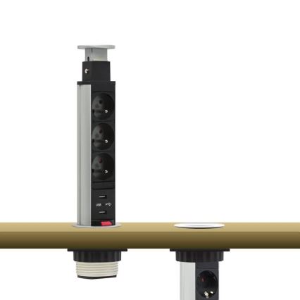 Свързващ модул с контакти за маса 2x230V + 2xUSB