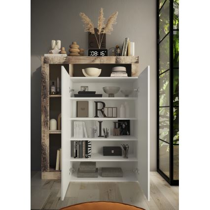 Шкаф LENOR, бял/кленов декор