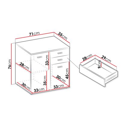 Шкаф MIKE 76x71 см бял