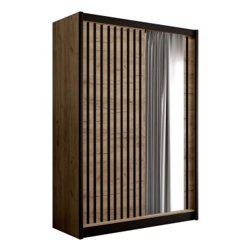Шкаф с огледало SANTINO 150x215 см дъб craft/черен