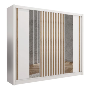 Шкаф с огледало SANTINO 250x215 cm бял/дъб крафт