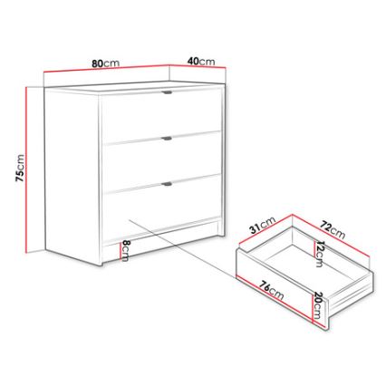Шкаф TIRENO 75x80 см бял