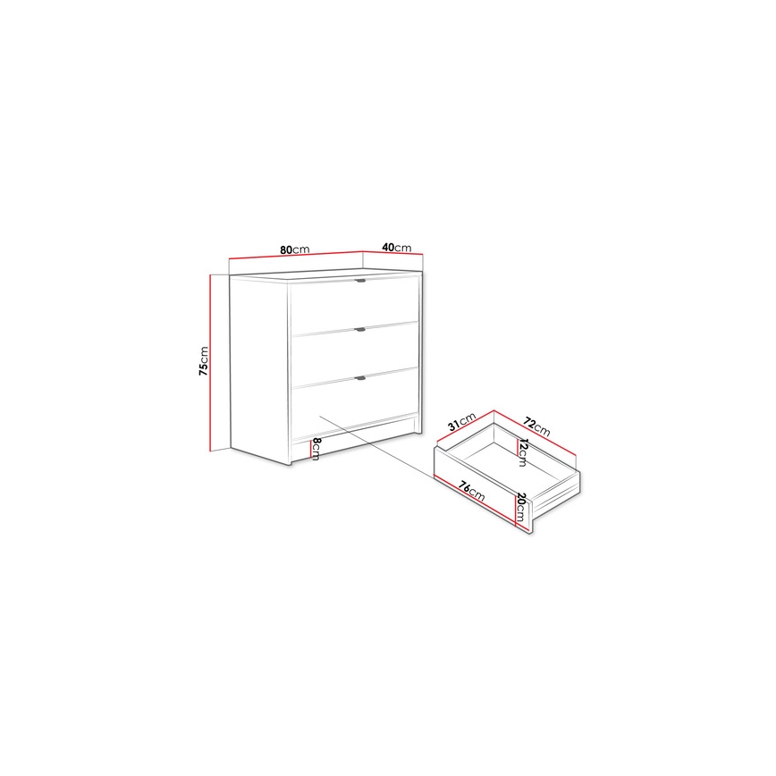 Шкаф TIRENO 75x80 см бял