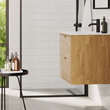 Шкаф за баня с мивка GRIBSKOV 80 см бежово/дъб/бяло