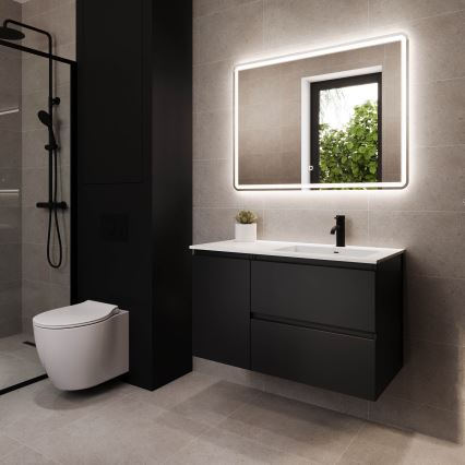 Шкаф за баня с мивка HELSINKI 95 см десен/черен