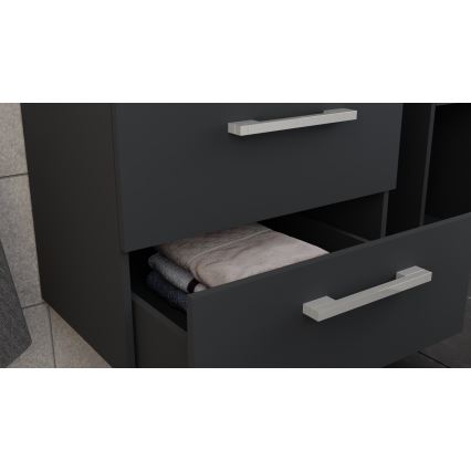 Шкаф за баня с мивка KATE + огледален шкаф + стенен шкаф в цвят антрацит