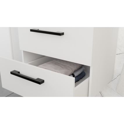 Шкаф за баня с мивка KATE + огледален шкаф + стенен шкаф бял