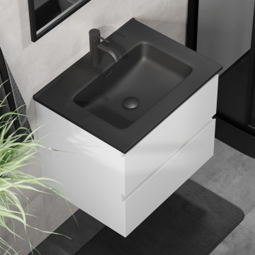 Шкаф за баня с мивка KENWOOD 61x52x45 см бял/черен