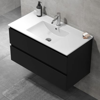 Шкаф за баня с мивка KENWOOD 91x50x45 см, черен