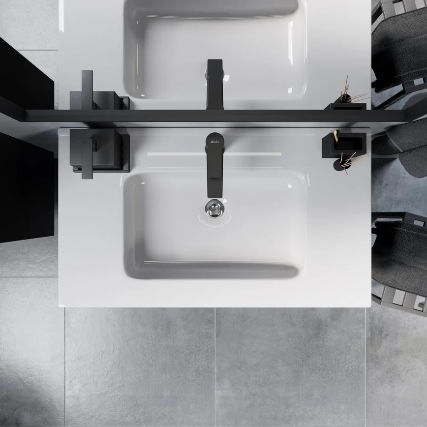 Шкаф за баня с мивка MOLDE, 80 см, черен