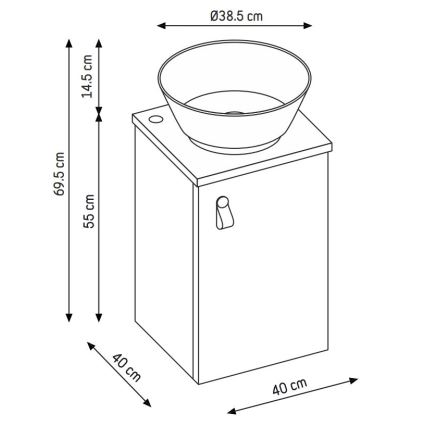 Шкаф за баня с мивка TAARNHOLM, сив