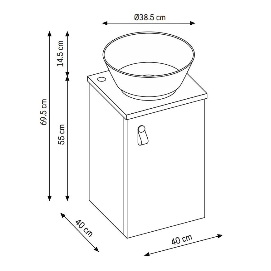 Шкаф за баня с мивка TAARNHOLM, сив