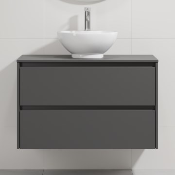 Шкаф за баня с мивка TRONDHEIM/DRAMMEN 90x57x46 см антрацит/бял
