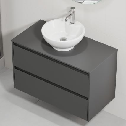 Шкаф за баня с мивка TRONDHEIM/DRAMMEN 90x57x46 см антрацит/бял