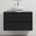 Шкаф за баня с мивка TRONDHEIM/DRAMMEN 90x57x46 см черен/бял