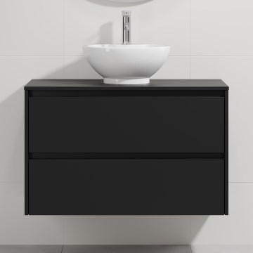 Шкаф за баня с мивка TRONDHEIM/DRAMMEN 90x57x46 см черен/бял