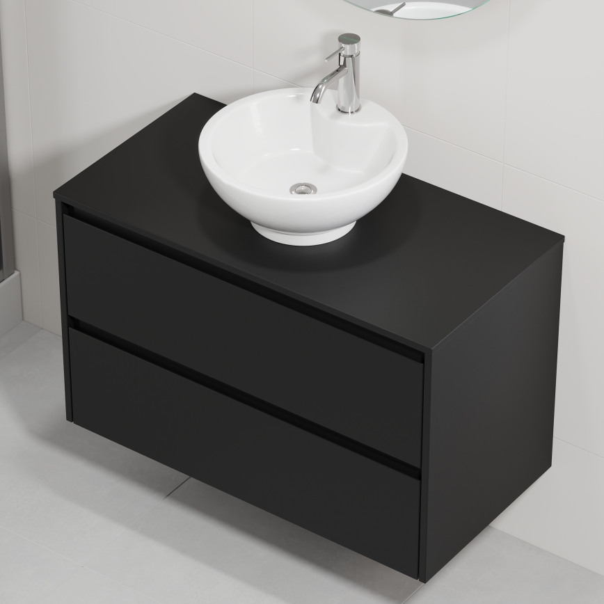 Шкаф за баня с мивка TRONDHEIM/DRAMMEN 90x57x46 см черен/бял