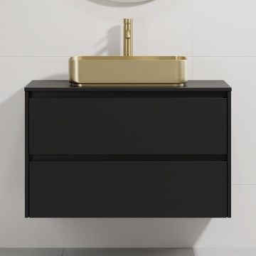 Шкаф за баня с мивка TRONDHEIM/LJORDAL 90x57x46 cm черен/месинг