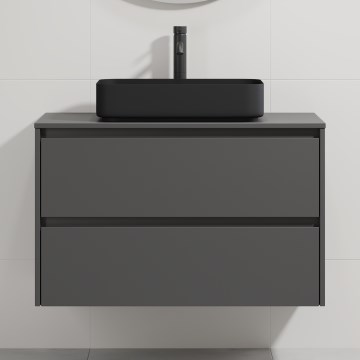 Шкаф за баня с мивка TRONDHEIM/LJORDAL 90x57x46 см антрацит/черно