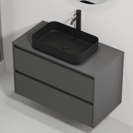 Шкаф за баня с мивка TRONDHEIM/LJORDAL 90x57x46 см антрацит/черно