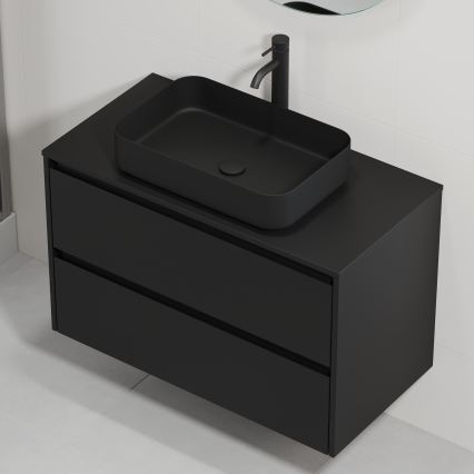 Шкаф за баня с мивка TRONDHEIM/LJORDAL 90x57x46 см, черен