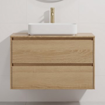 Шкаф за баня с мивка TRONDHEIM/LJORDAL 90x57x46 см дъб/бял