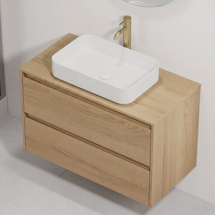 Шкаф за баня с мивка TRONDHEIM/LJORDAL 90x57x46 см дъб/бял