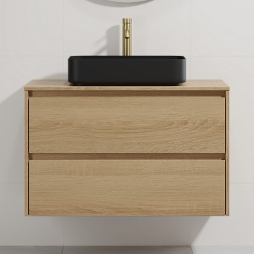Шкаф за баня с мивка TRONDHEIM/LJORDAL 90x57x46 см дъб/черно