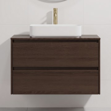Шкаф за баня с мивка TRONDHEIM/LJORDAL 90x57x46 см орех/бял