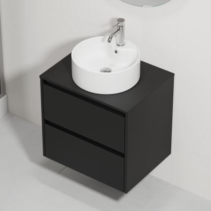 Шкаф за баня с мивка TRONDHEIM/VIKEDAL 60x57x46 см черно/бяло