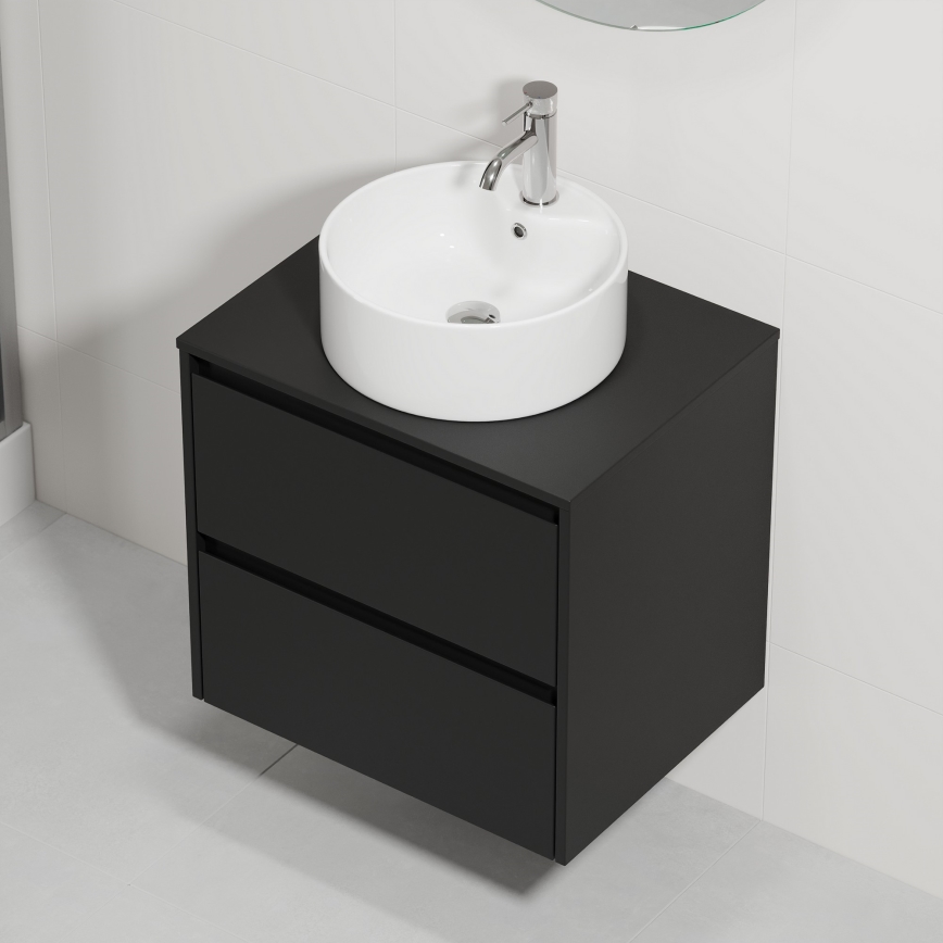 Шкаф за баня с мивка TRONDHEIM/VIKEDAL 60x57x46 см черно/бяло