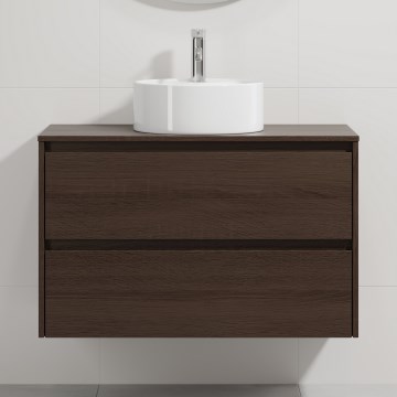 Шкаф за баня с мивка TRONDHEIM/VIKEDAL 90x57x46 см орех/бял