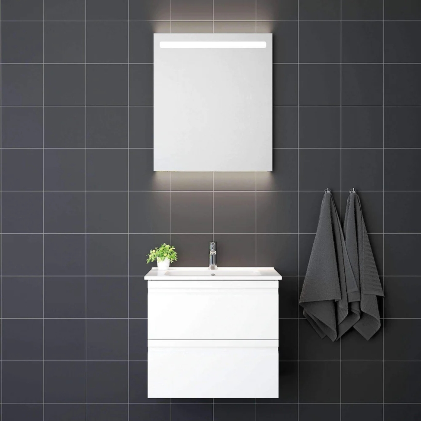 Шкаф за баня с умивалник VIGO + LED стенно огледало с вградена подсветка LED/10W/230V IP44 в бяло
