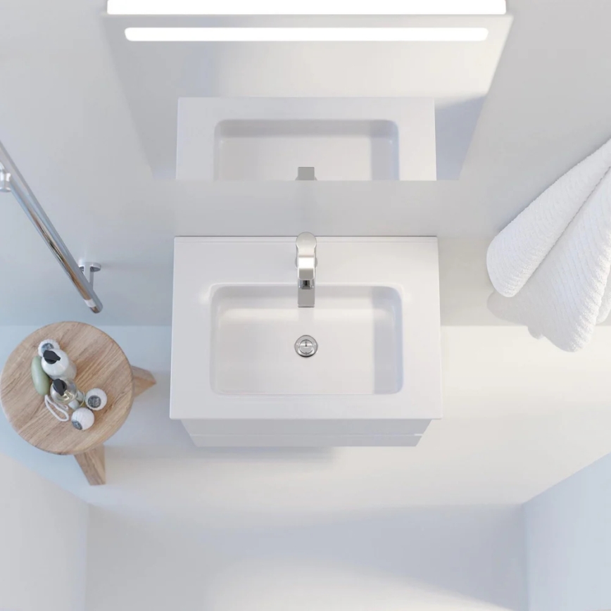 Шкаф за баня с умивалник VIGO + LED стенно огледало с вградена подсветка LED/10W/230V IP44 в бяло