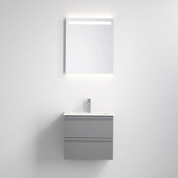Шкаф за баня с мивка VIGO + стенено LED огледало с вградено LED осветление, LED/10W/230V, IP44, сив