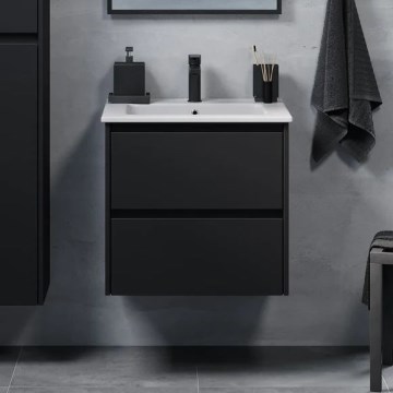Шкаф за баня с умивалник MOLDE 60x55x46 см черен
