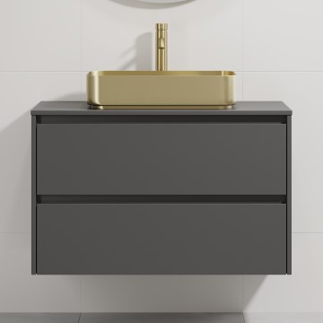 Шкаф за баня с умивалник TRONDHEIM/LJORDAL 90x57x46 см антрацит/месинг
