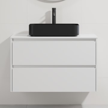 Шкаф за баня с умивалник TRONDHEIM/LJORDAL 90x57x46 см бял/черен