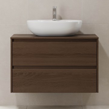 Шкаф за баня TRONDHEIM за мивка 90x57x46 см орех