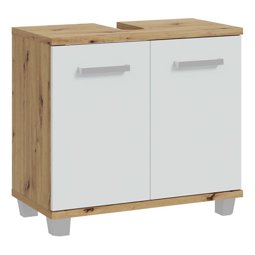 Шкаф за баня VENOM бял/дъб artisan