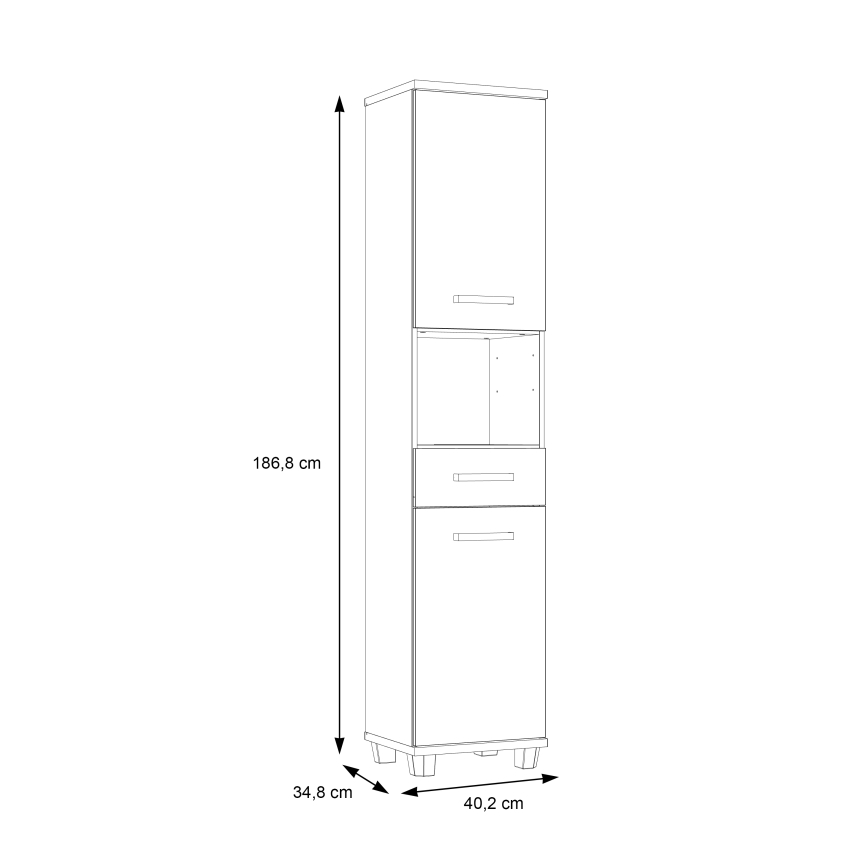 Шкаф за баня VENOM бял/дъб сонома