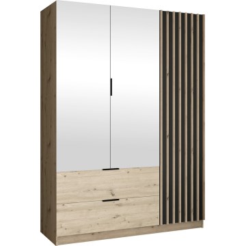 Шкаф за дрехи с огледало VISTA 150x215 см дъб артисън/графит