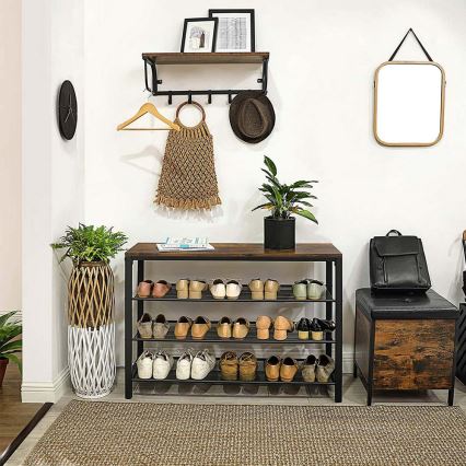 Шкаф за обувки DAVOR, кафяв/черен