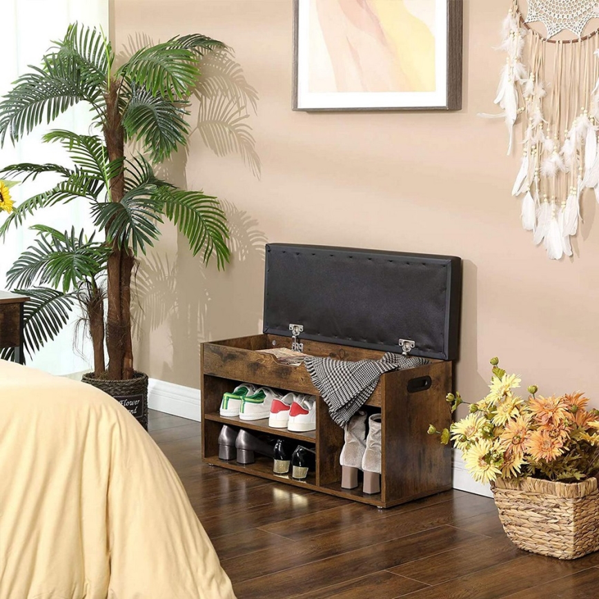 Шкаф за обувки DAVOR кафяв/черен