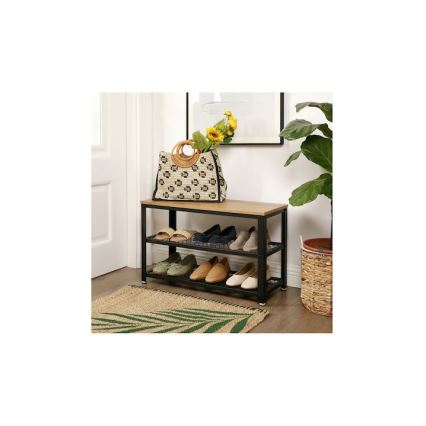 Шкаф за обувки DAVOR, кафяв/черен