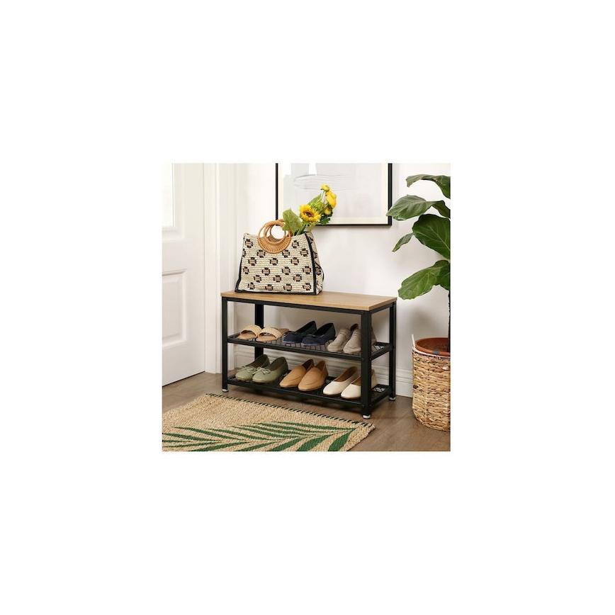 Шкаф за обувки DAVOR, кафяв/черен