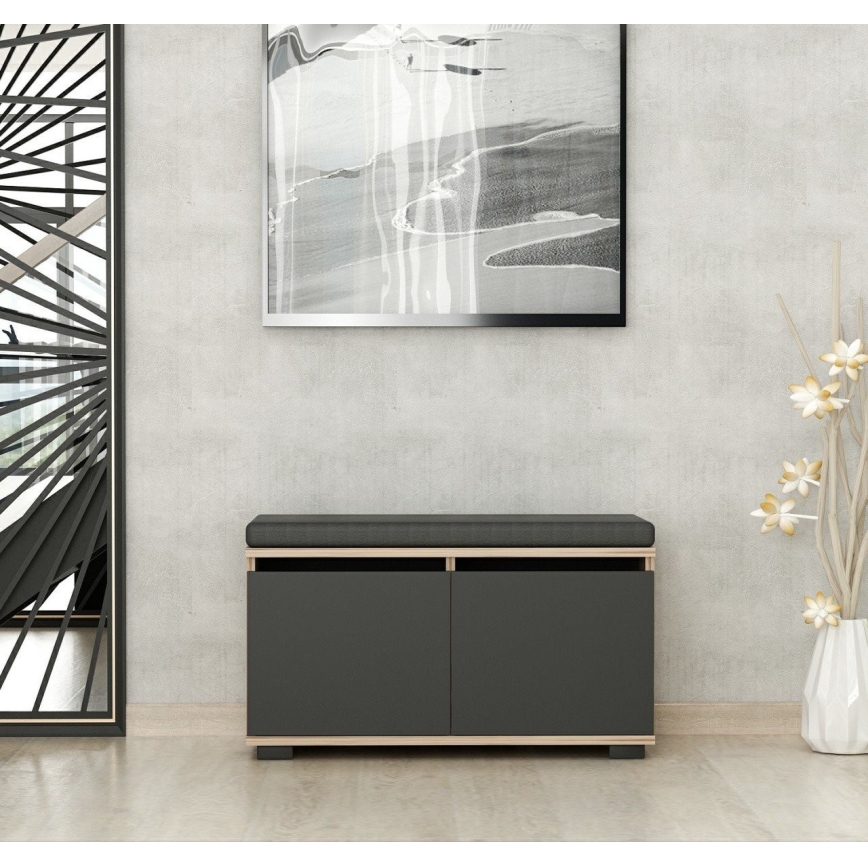 Шкаф за обувки DRAGO 42x80 см черен/орех