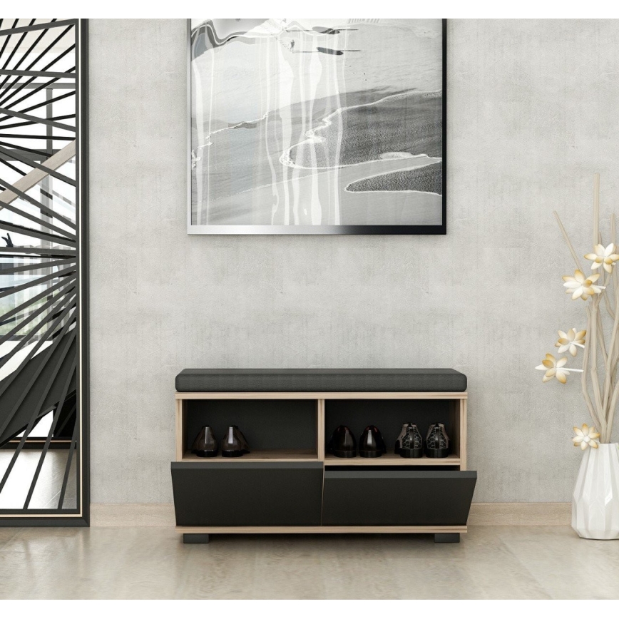 Шкаф за обувки DRAGO 42x80 см черен/орех