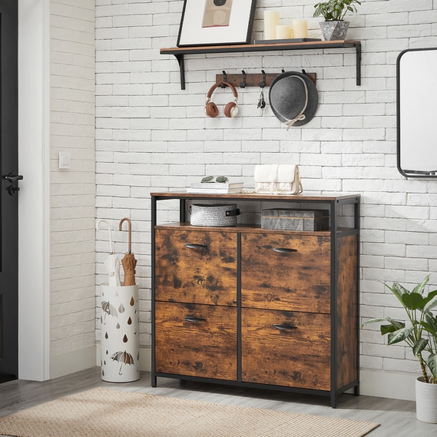 Шкаф за обувки FIRA кафяв/черен